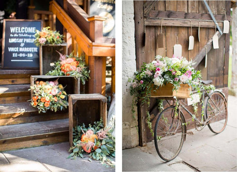 Déco vintage de mariage avec des caisses en bois