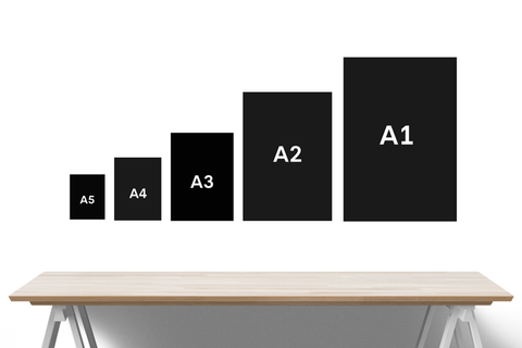 Standard print and frame size comparison table and chart