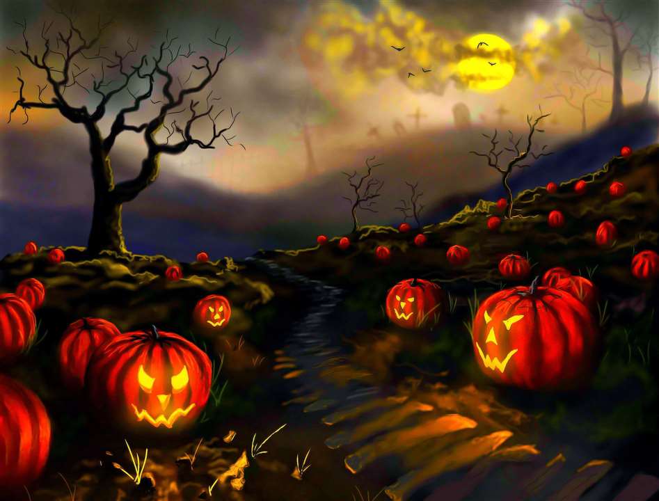 Halloween Night Pumpkin Patch Diamond Painting Kit with Free Shipping