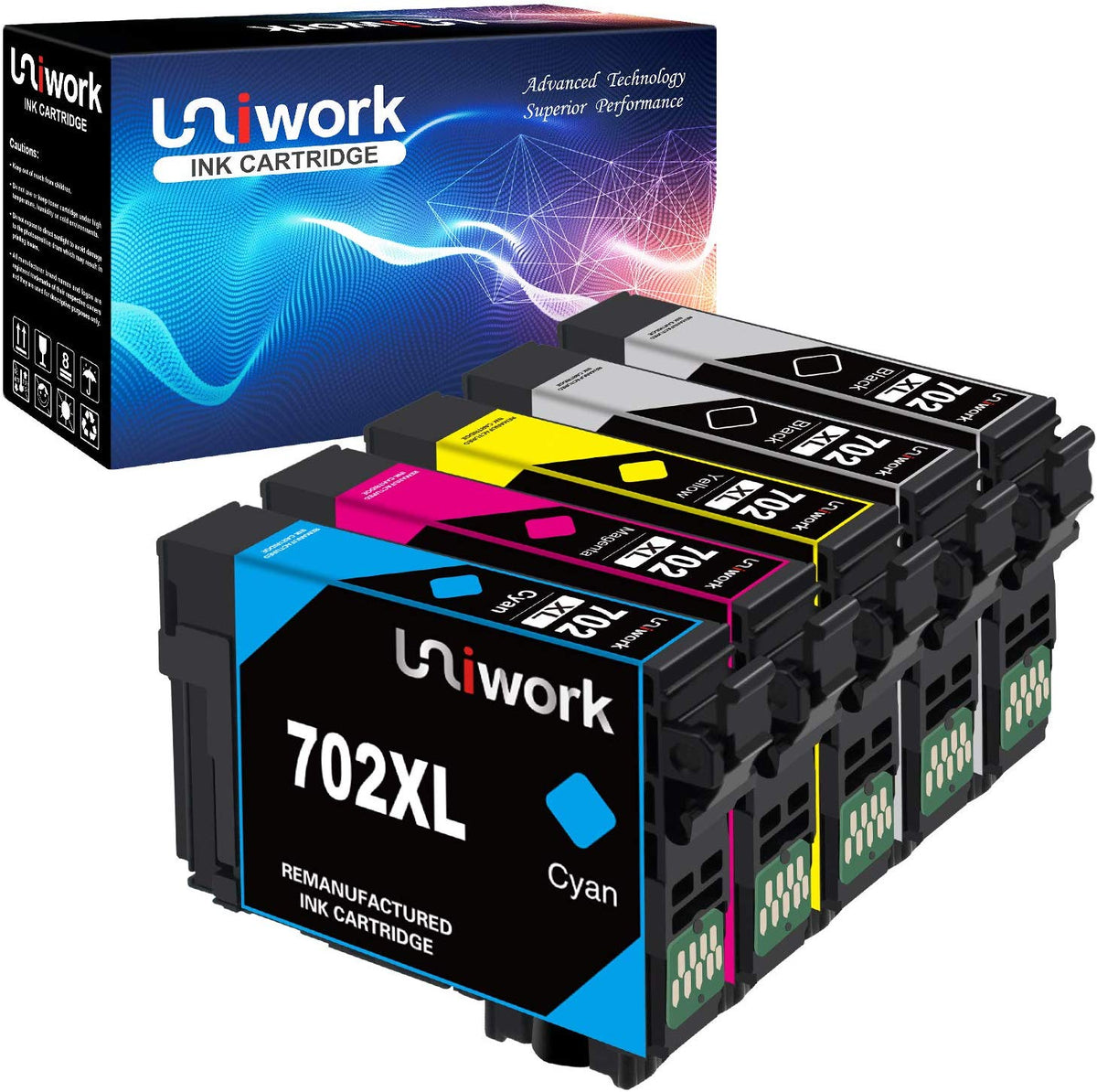 Uniwork Remanufactured Ink Cartridges Replacement For Epson 702 702xl 3986