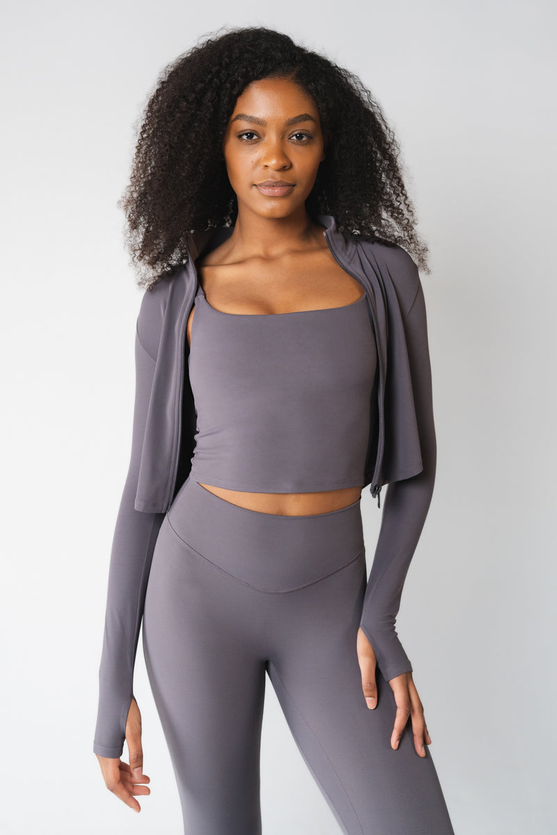 Cloud II Jacket - Women's Gray Crop Jacket – Vitality Athletic Apparel
