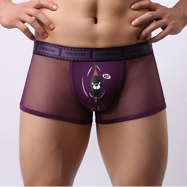 Cockcon Brand Funny Bear Sexy Underwear Men Boxer Shorts Mesh Transpar –  The Bear Shop