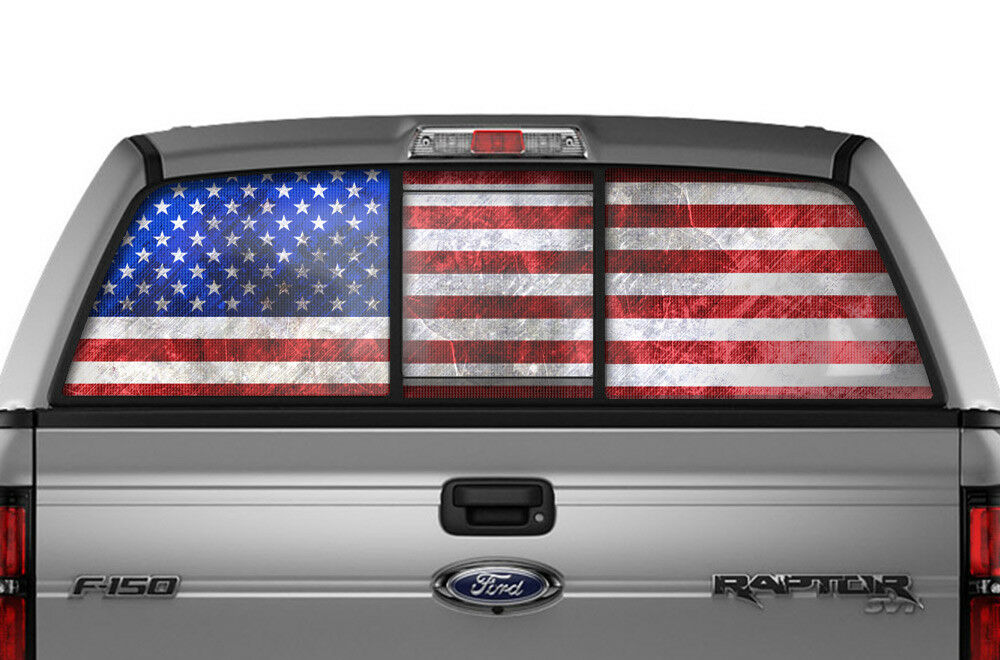 Voodonala for F150 American Flag Rear Window Sticker Decal Vinyl for 2009-2014 Ford F150 Black 2pcs