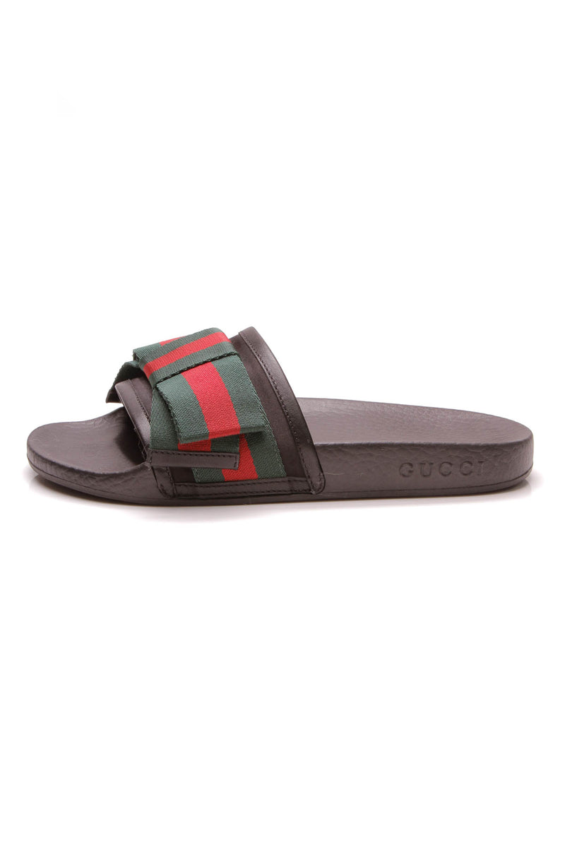 gucci web bow slides