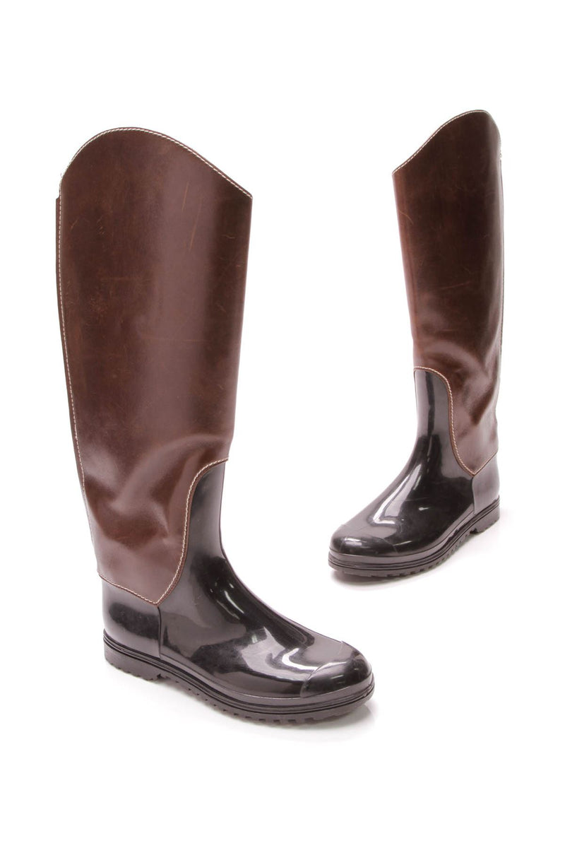 Riding Rain Boots - Black/Brown Size 39 