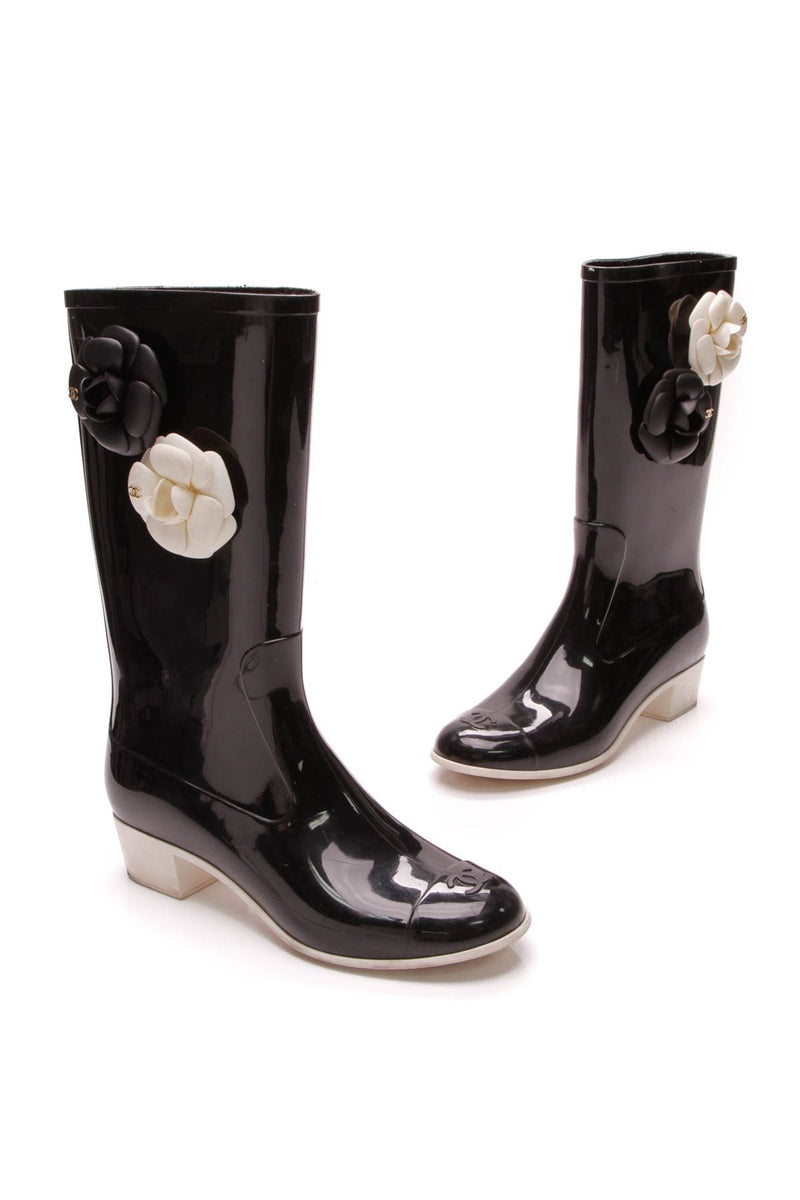 chanel camellia boots
