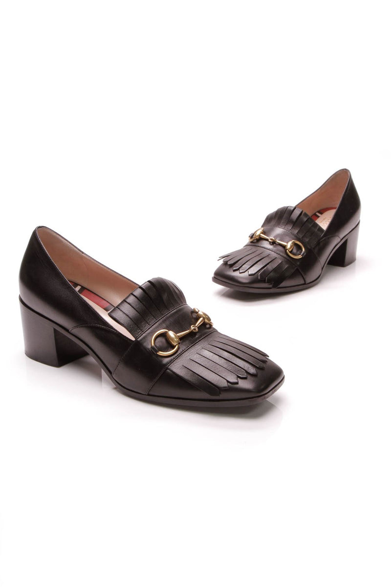 gucci stacked heel loafer