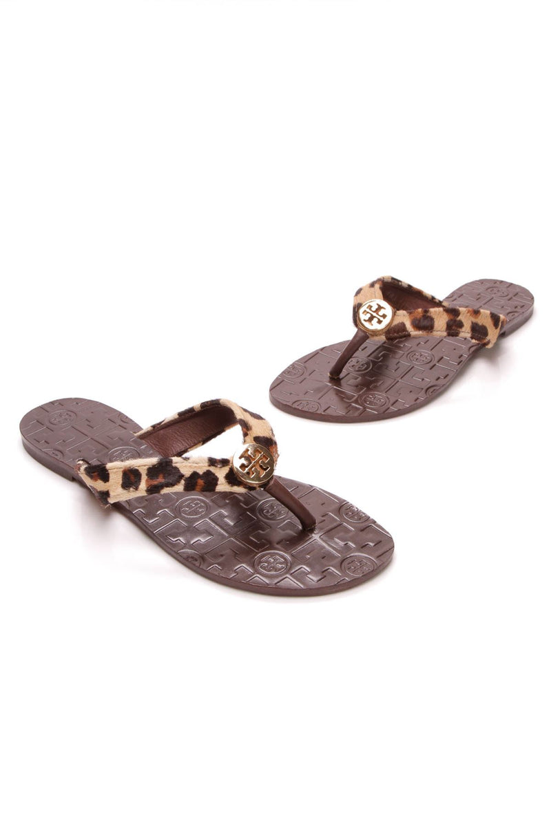 Leopard Thora Thong Sandals - Pony Hair 