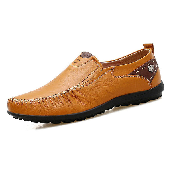 mens casual leather slip on shoes