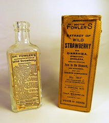 Original Fowler`s glass bottle from early 1900s