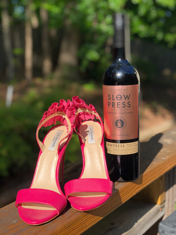 L.K. Bennett Sandals and Slow Press Wine