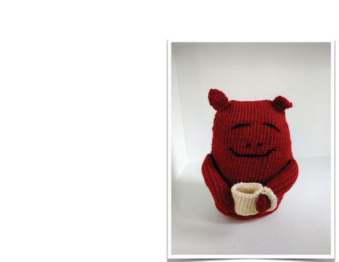 hand knit coffee monster