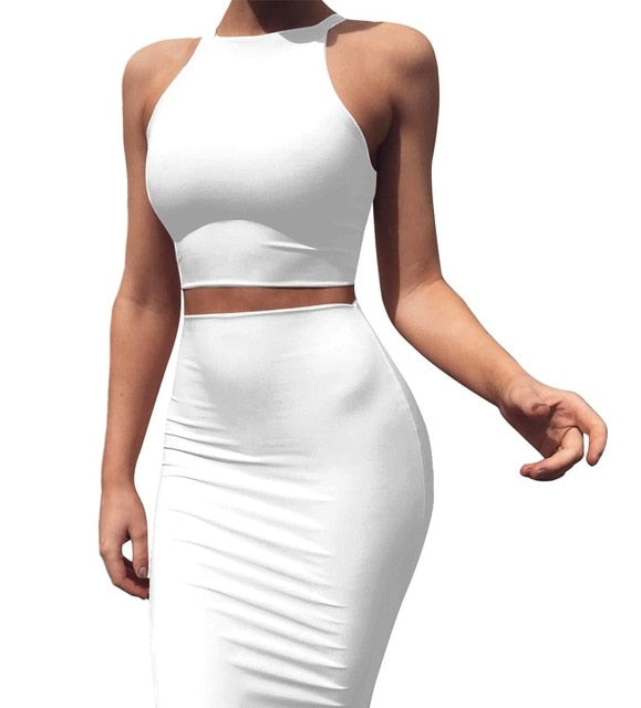 high waist pencil skirt and crop top