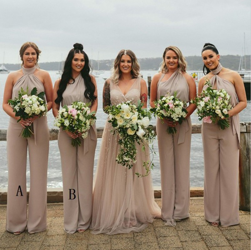 blush bridesmaid jumpsuit