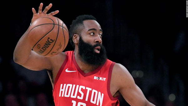 James Harden and his beard with a ball