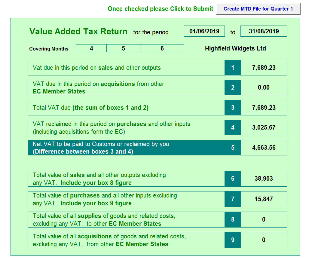 Bookkeeping Spreadsheet with MTD VAT