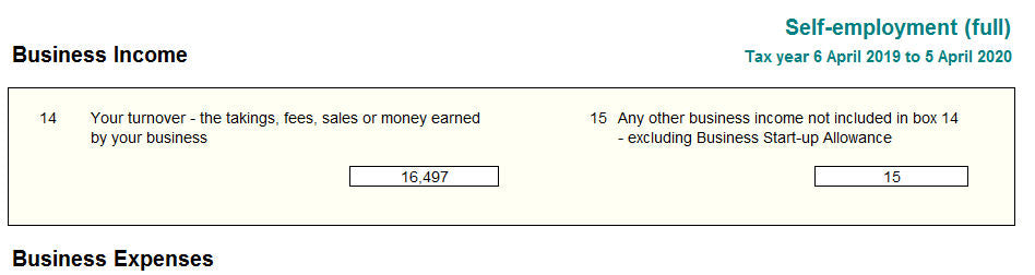 SA103F Income in Excel