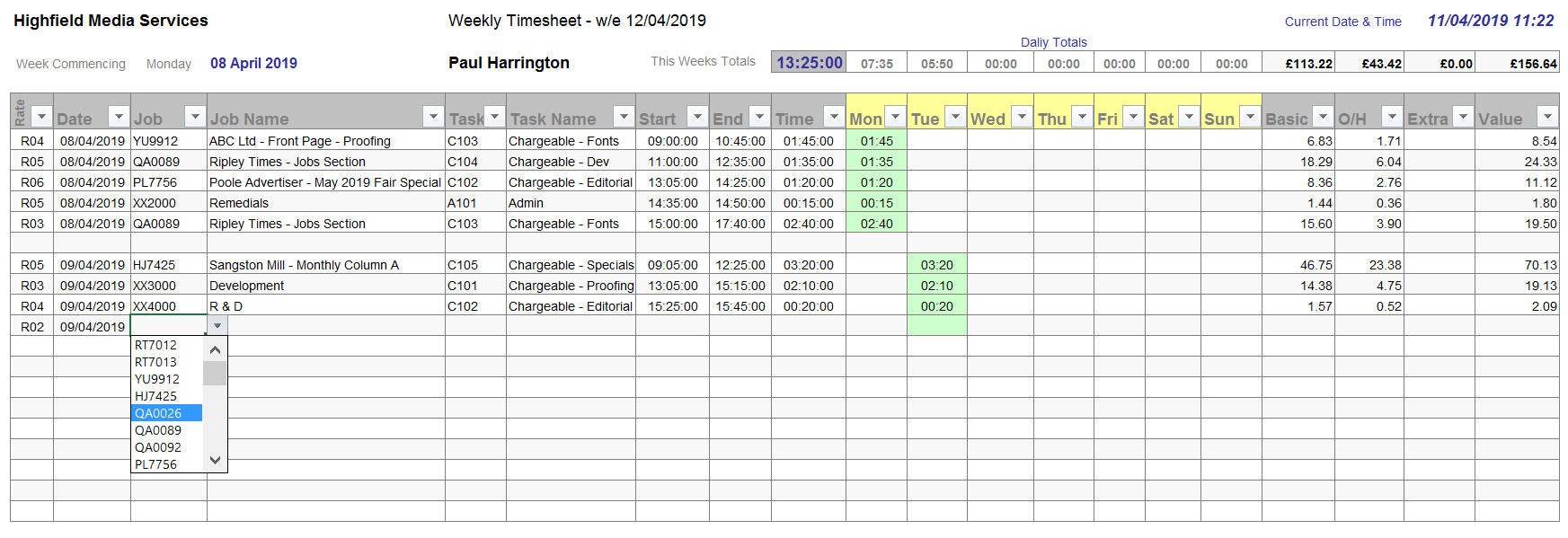 Timesheet Template