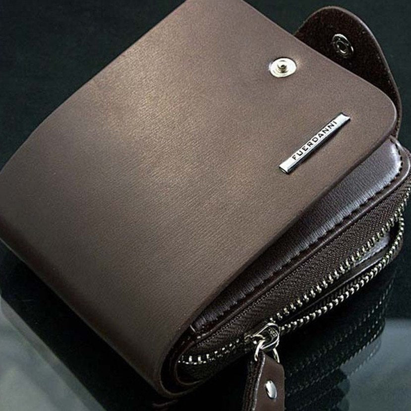 Luxury New Fashion Mens Leather Wallet Purse ID Card Holder Billfold Zipper Wallets Men Business ...