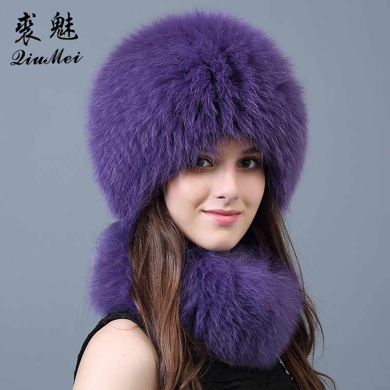 fur scarf hat