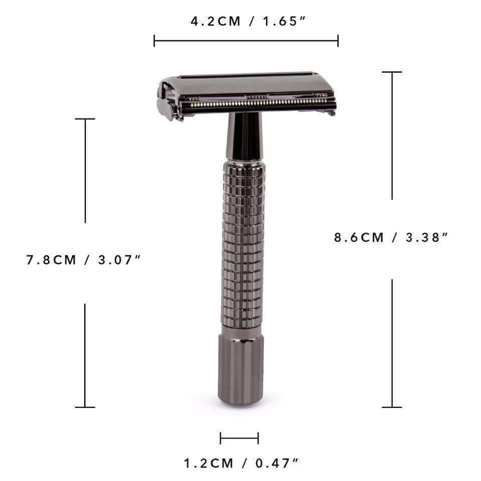 Intentionally Sustainable Ltd Short Handle Classic Safety Razor, With 5 blades - Gunblack