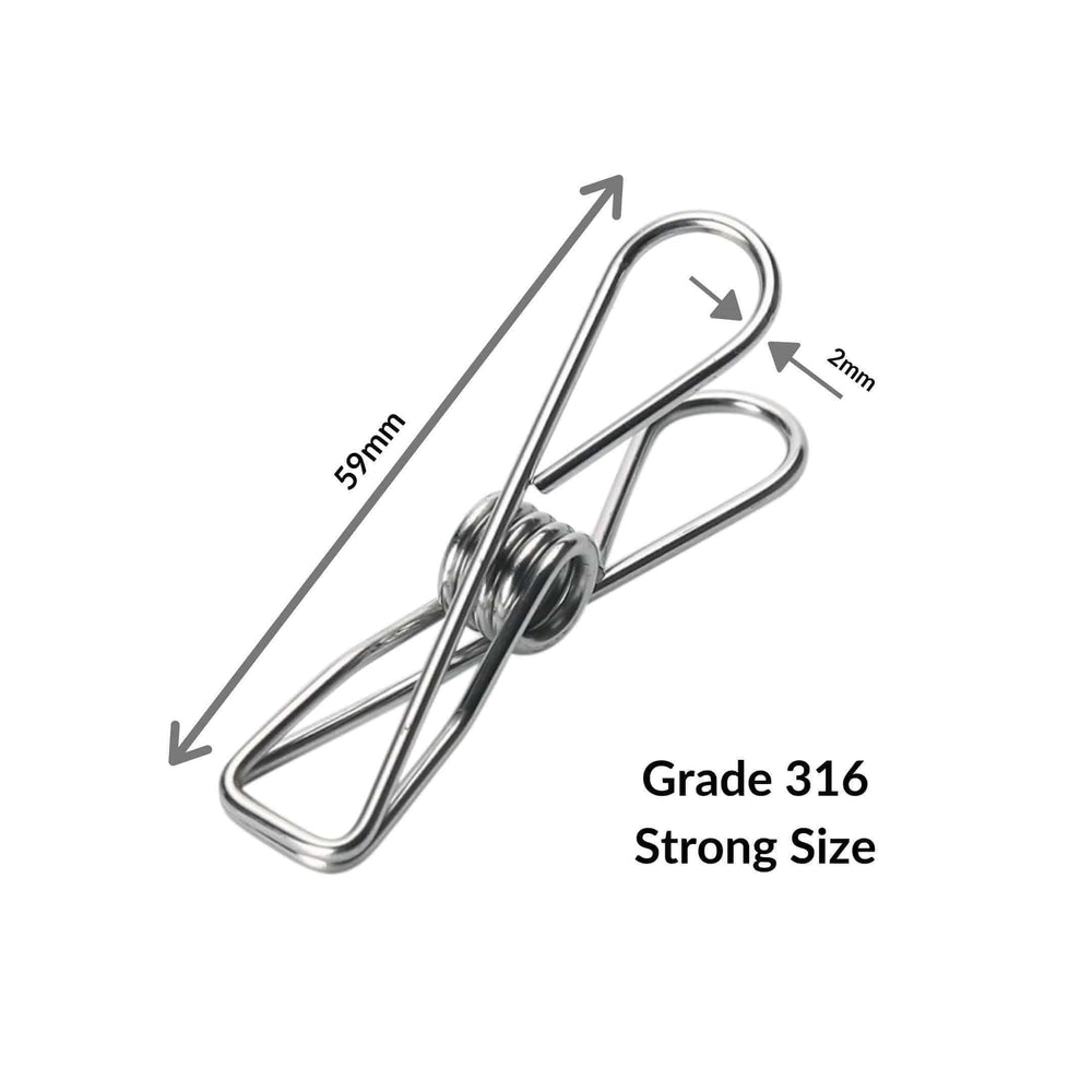 Intentionally Sustainable Ltd Stainless Steel Best Quality Clothes Pegs - 316 Marine Grade 316 Strong - 59mm x 2mm