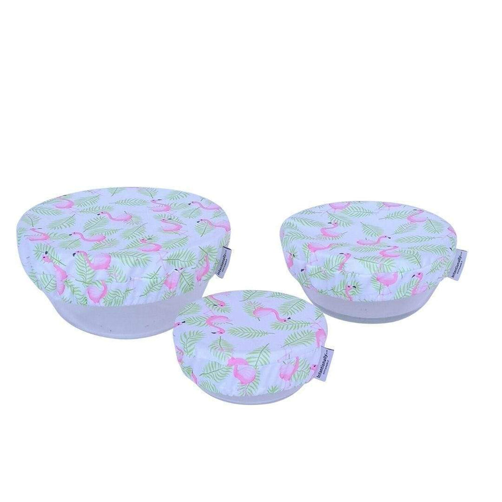 Intentionally Sustainable Ltd Reusable Fabric Bowl Covers Flamingos / 3pc Set
