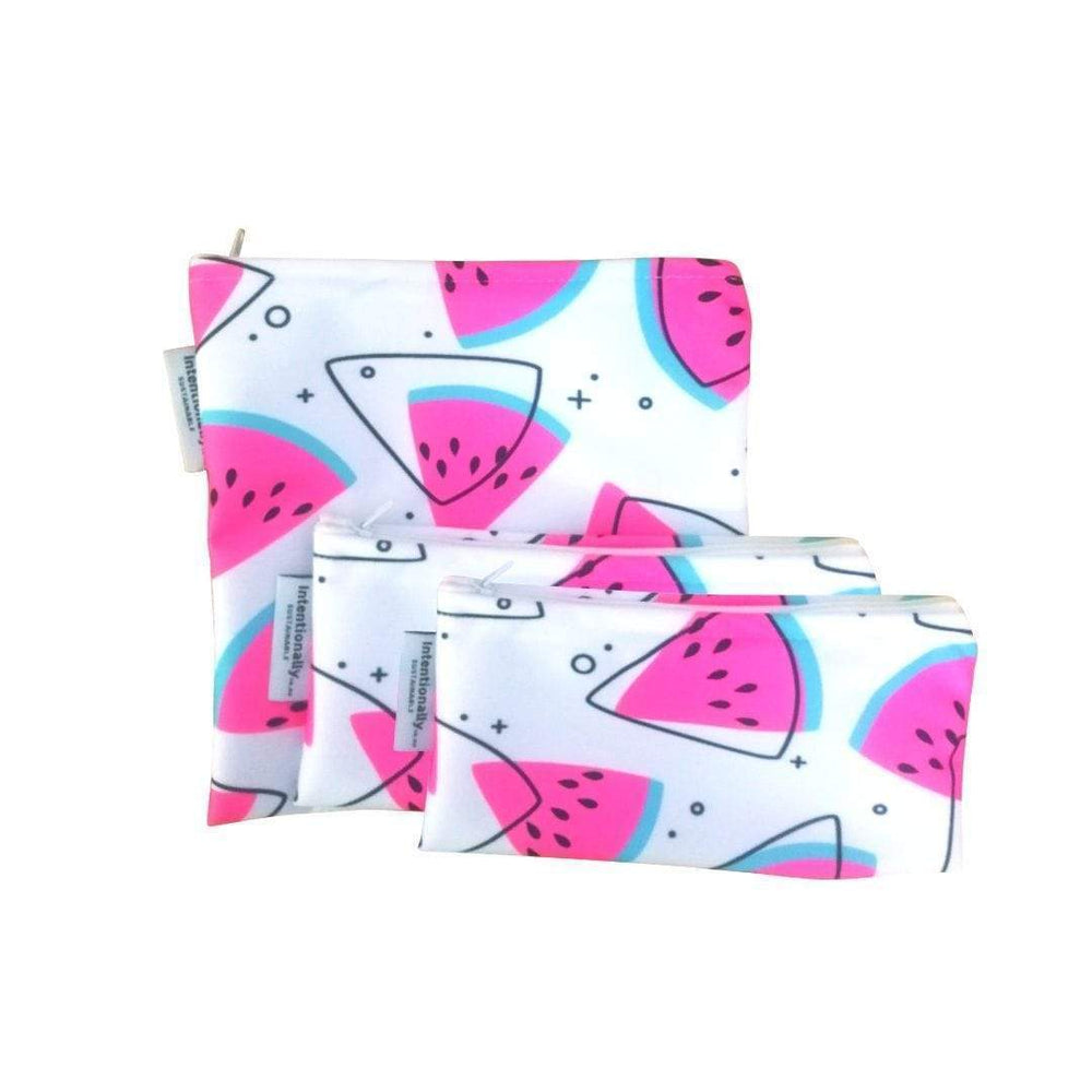 Intentionally Sustainable Ltd Sandwich and Snack Bag 3pc Reusable Set Watermelon