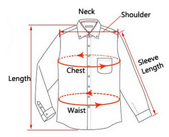 Guts Fishing apparel size measurement guide for men's shirt.