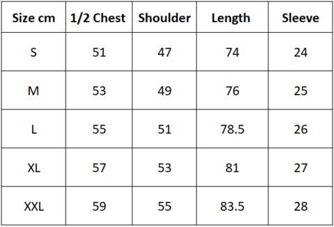 tactical fishing shirt size chart