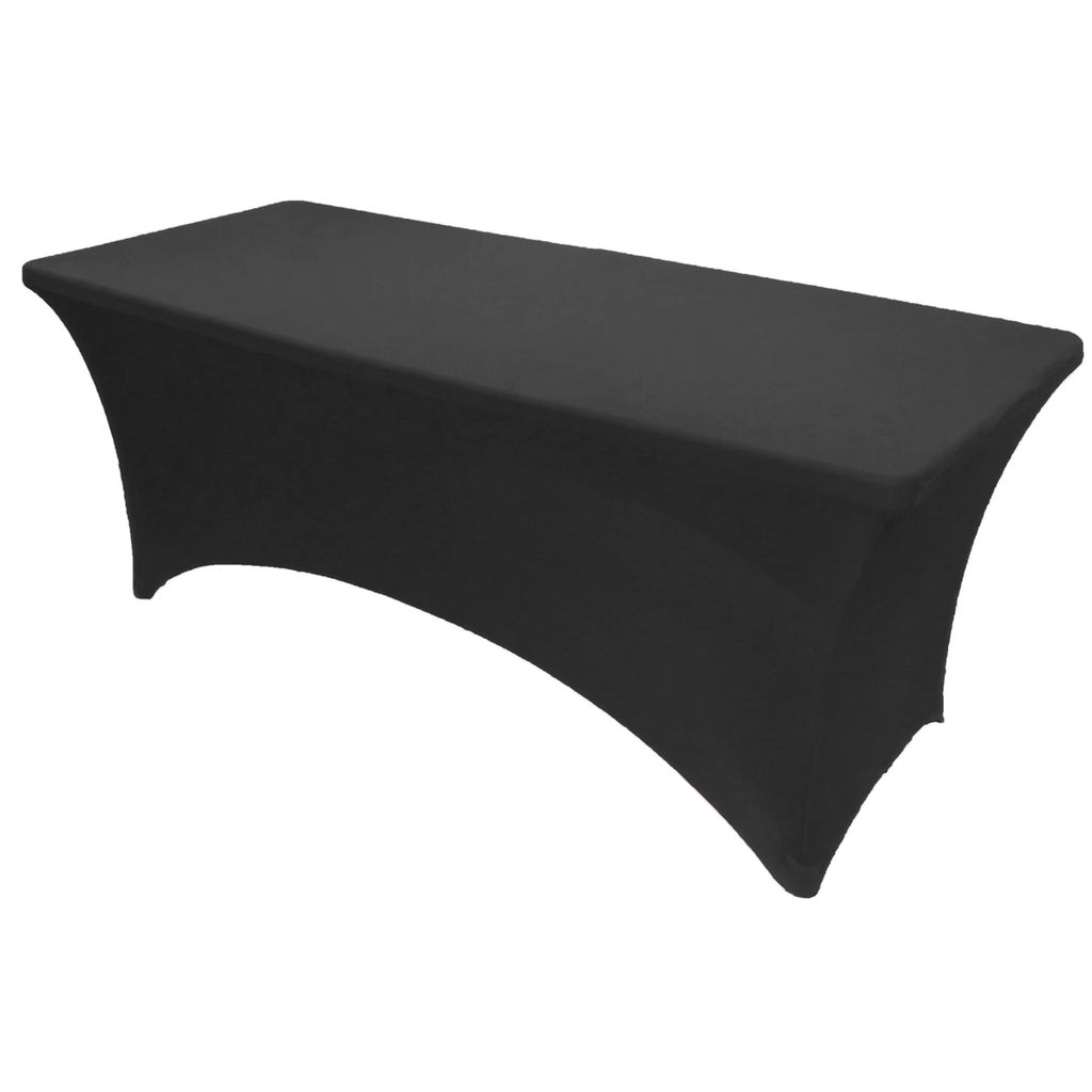 Fitted Polyester Tablecloth Table Cover Wedding Banquet Party Black 6' ft 