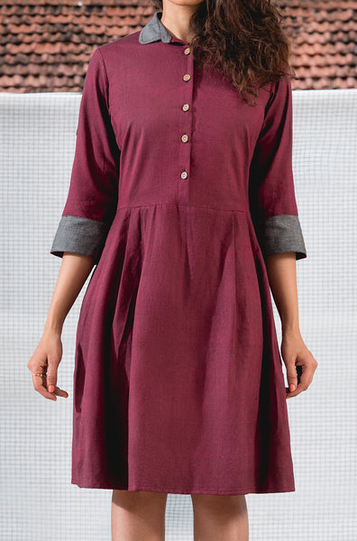 Maroon and Grey Dress | Nool By Hand 