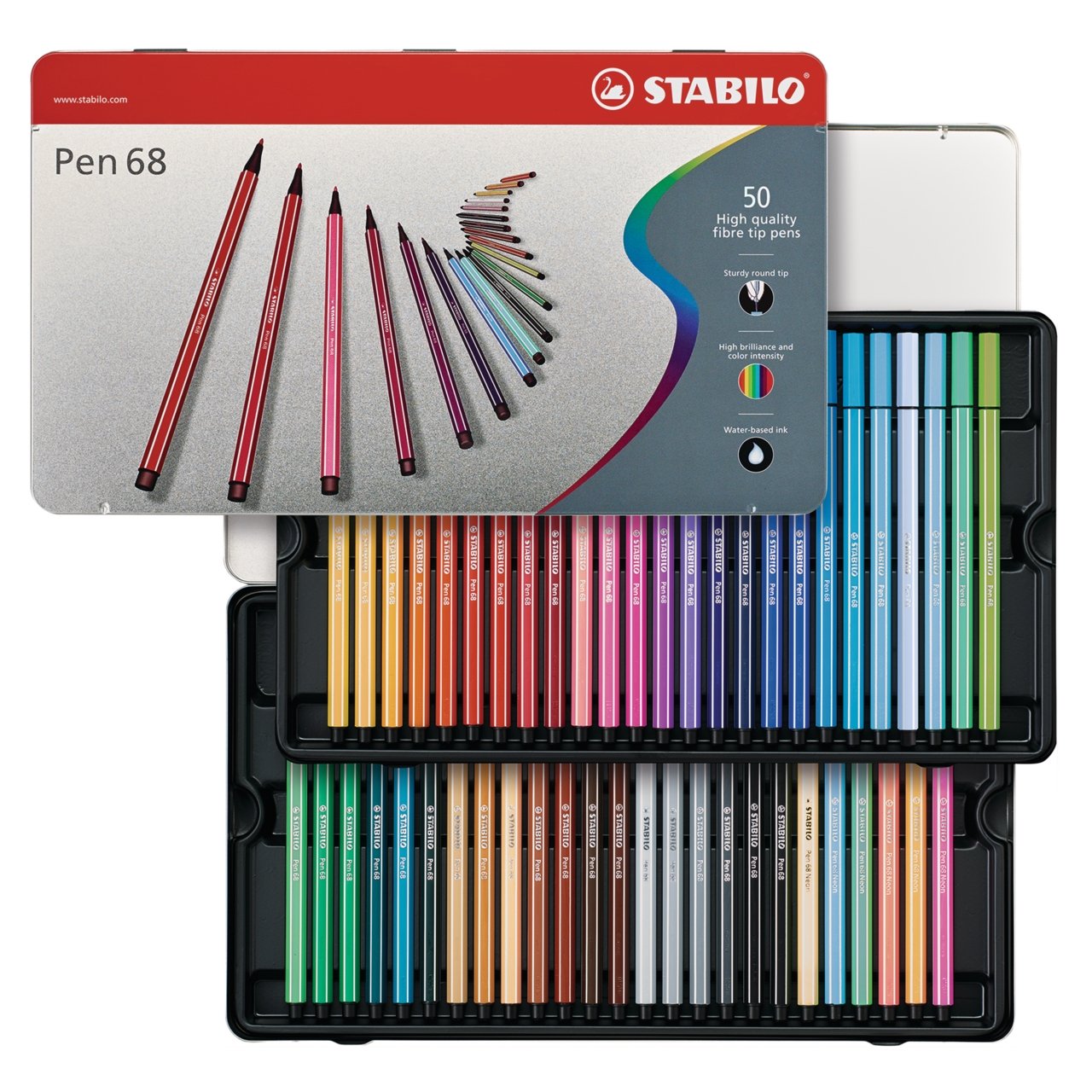 Wedstrijd Prime letterlijk Stabilo Pen 68 Marker Set Metal Box Set of 50 - merriartist.com