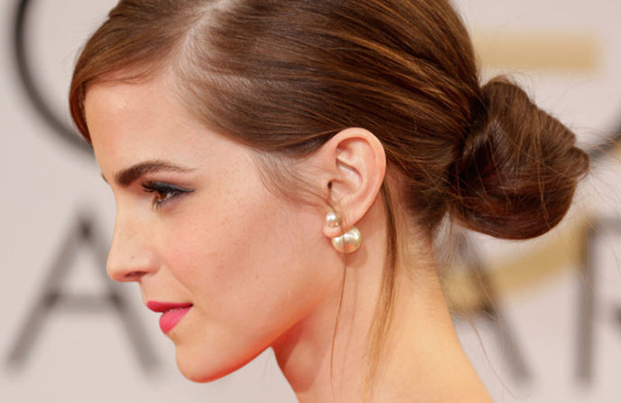 Emma Watson Double Pearl Stud Earrings