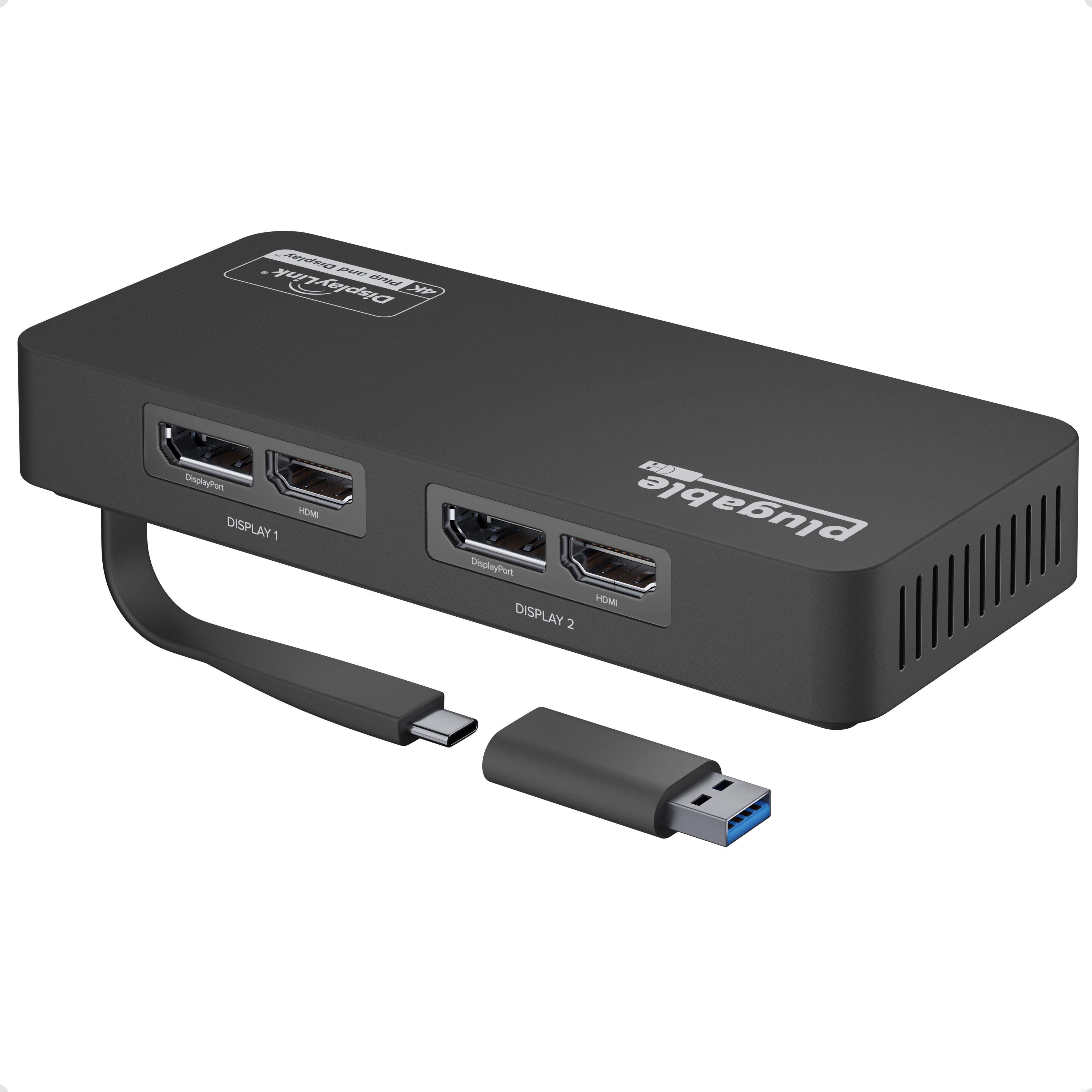 menigte Perforatie Intact Plugable USB 3.0 and USB-C 4K DisplayPort and HDMI Dual Monitor Adapte –  Plugable Technologies
