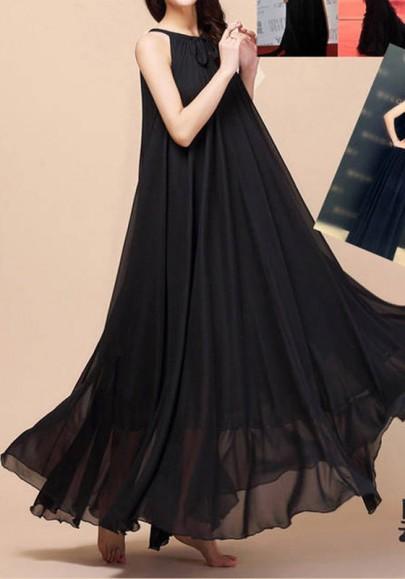 plain black maxi dress with sleeves