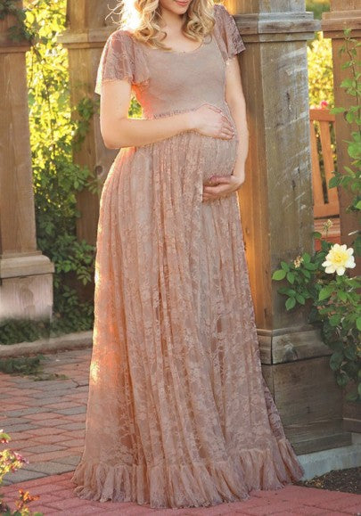 short sleeve maternity maxi dress