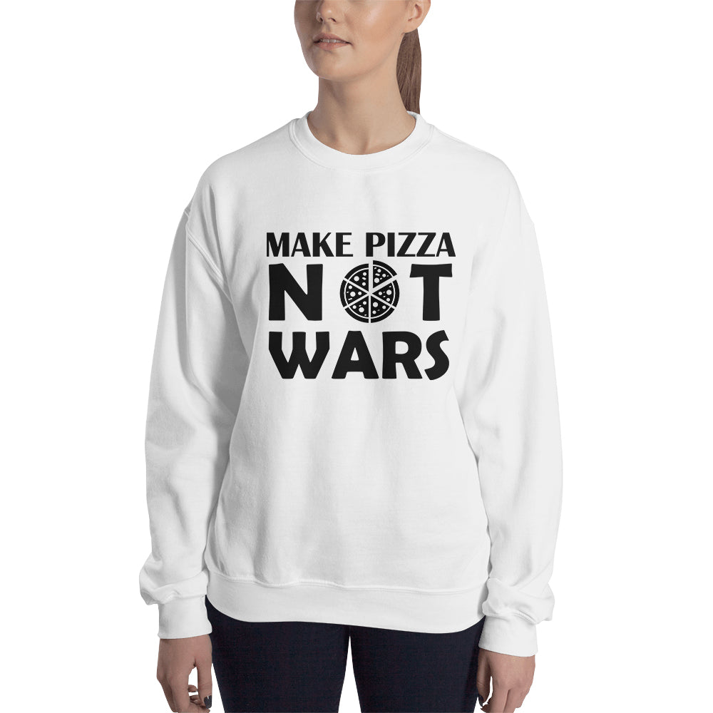 Make Pizza Not Wars Sweatshirt Pizza Sweatshirt White Cotton Polyester Sweatshirt for women