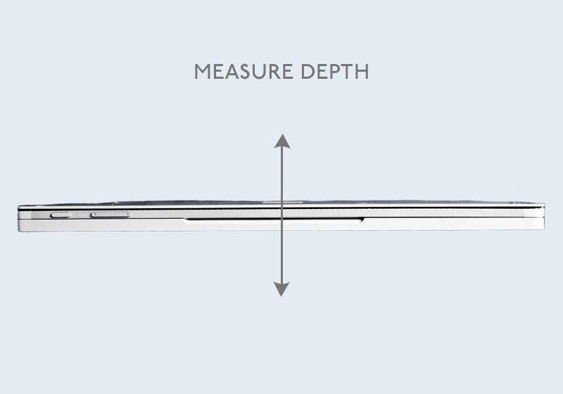 Measure the laptop edge vertically for the depth