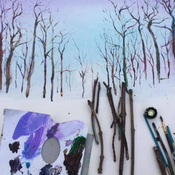 Painting trees using fallen twigs