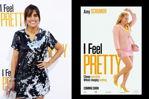 Natalie Morales Wearing Cavanagh Baker Becky Sequin Tee Dress to the “I Feel Pretty” World Premiere in Westwood