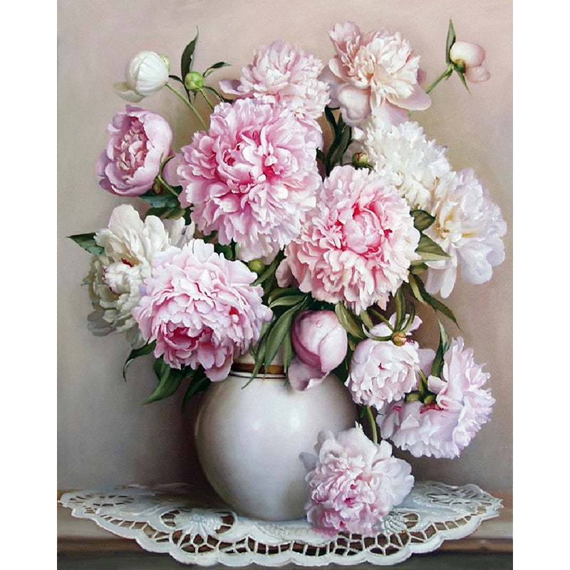 Malen Nach Zahlen Pinke Blumen In Vase Paintingqueen