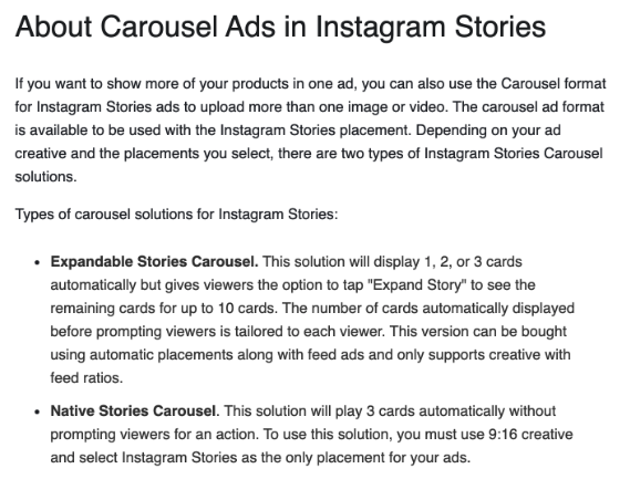 About Carousel Ads in Instagram Stories