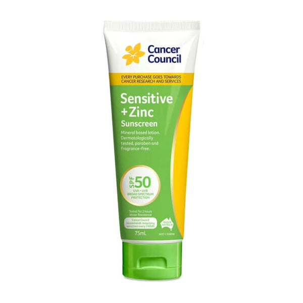 Cancer Council Sensitive + Zinc Sunscreen SPF 50+ 75ml - Sunscreen