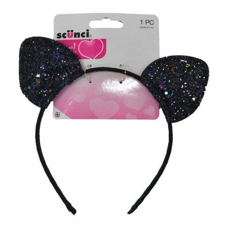 Scunci Cat Ears Glitter Headband - Black