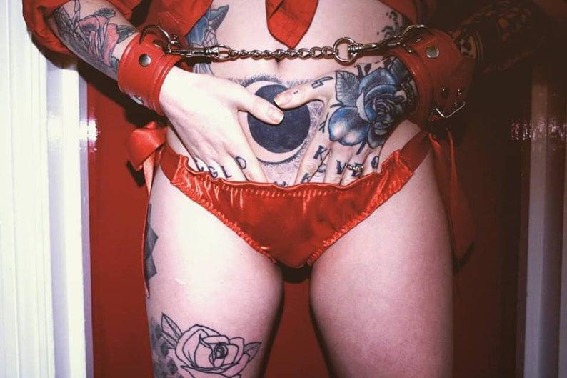 Velvet Rebel Lingerie red satin pants