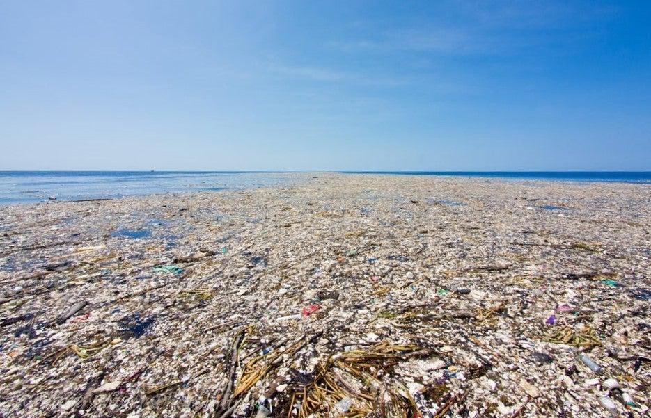 Oceanic raft of plastic waste