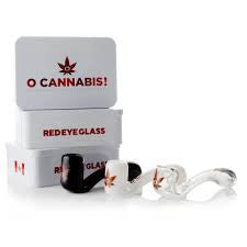 Red Eye Glass 5" O Cannabis Pipe w/ Tin