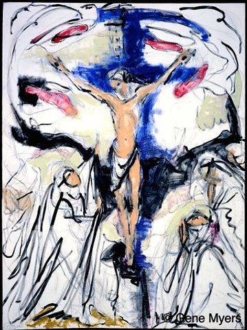 Gene Myers, Stations of the Cross, late 1970s, early 1980s.  Oil and acrylic on canvas, 36 x 48 inches.