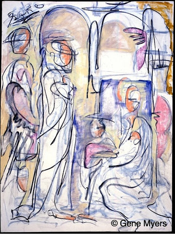Gene Myers, Stations of the Cross, late 1970s, early 1980s.  Oil and acrylic on canvas, 36 x 48 inches.